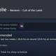 A Steam user reviews the game Cult of the Lamb.